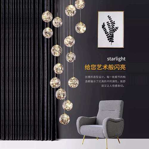 楼梯间吊灯复式楼现代简约loft公寓挑空客厅吊灯旋转中空楼梯吊灯