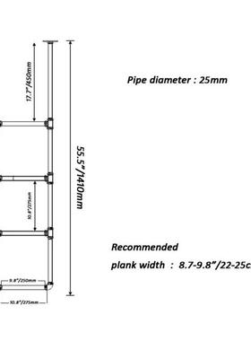 复古2工业乡村风装饰管木墙架铁四层PCS老HS-09130隔板艺水管挂式