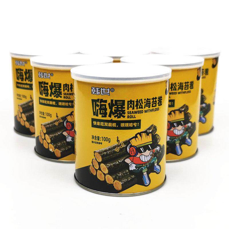 *韩世嗨爆肉松海苔卷90g*4罐虾松卷夹心海苔蛋卷儿童零食小吃整箱