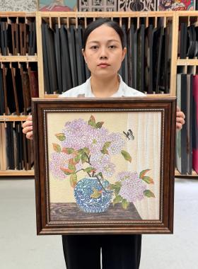砂岩欧框花卉装饰画覆古高级感卧室饭厅壁画D012装饰画5050