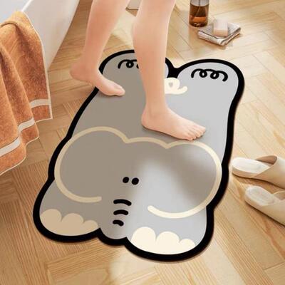 卡通可爱小动物家用卫浴室地垫吸水防滑卫生间脚垫门口硅藻泥软垫