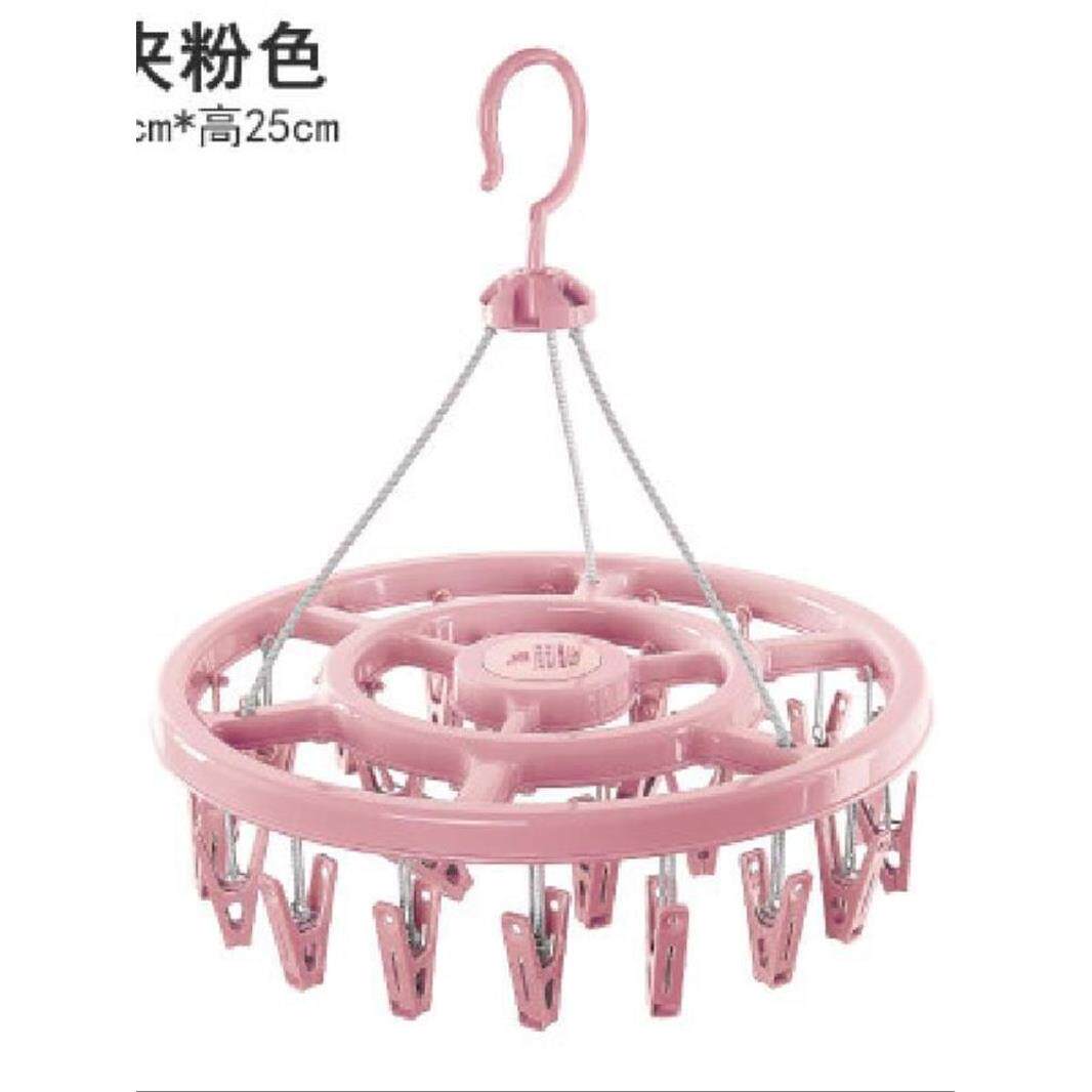 便捷多功能晾衣架多夹子折叠单个挂式娃子圆盘内衣裤bb晾干架晒衣