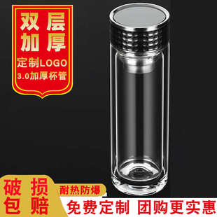 轻奢高硼硅玻璃水杯 办公家用 善源盖密封防漏 实底加厚透明茶杯