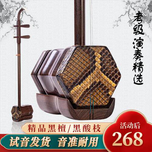 苏州黑檀黑酸枝二胡乐器厂家直销初学者入门级精品专业演奏级二胡