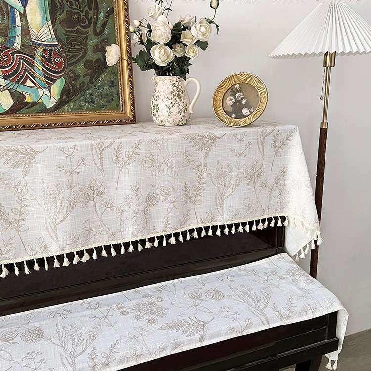 通用钢琴罩盖布法式半罩清新现代简约全罩中古防尘电钢琴巾套北F^