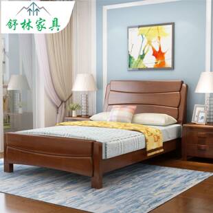 实木床1.2m单人床1.35小户型现代简约儿童储物高箱床 厂家直销中式