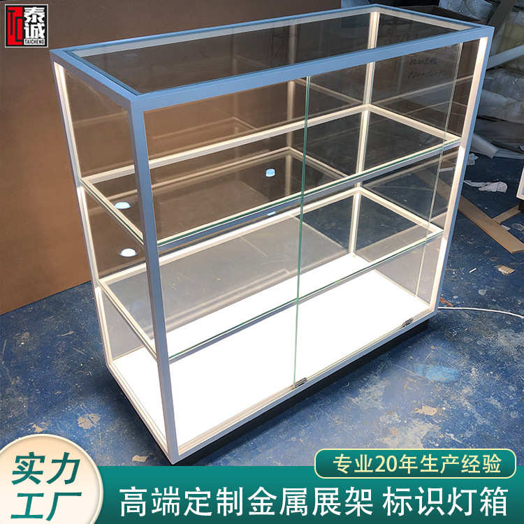 批量生产玻璃展示柜台两层产品实物中岛柜专卖场透明商用首饰柜台
