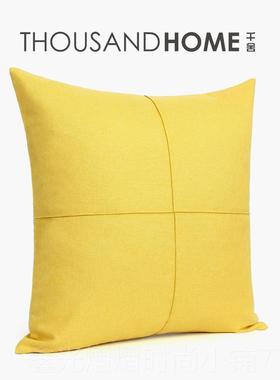 正品千舍家居抱|欧黄色字装饰麻质枕|现十代简约北样板间儿童房床