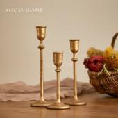 欧式 覆古金色铸铁烛台餐桌香薰蜡烛托台座家用浪漫高级感做旧摆件