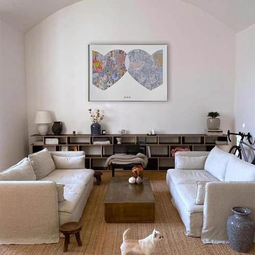 A188vJ8S《真爱画之城》双爱心色彩艺术装饰黑白客厅现画代艺术设