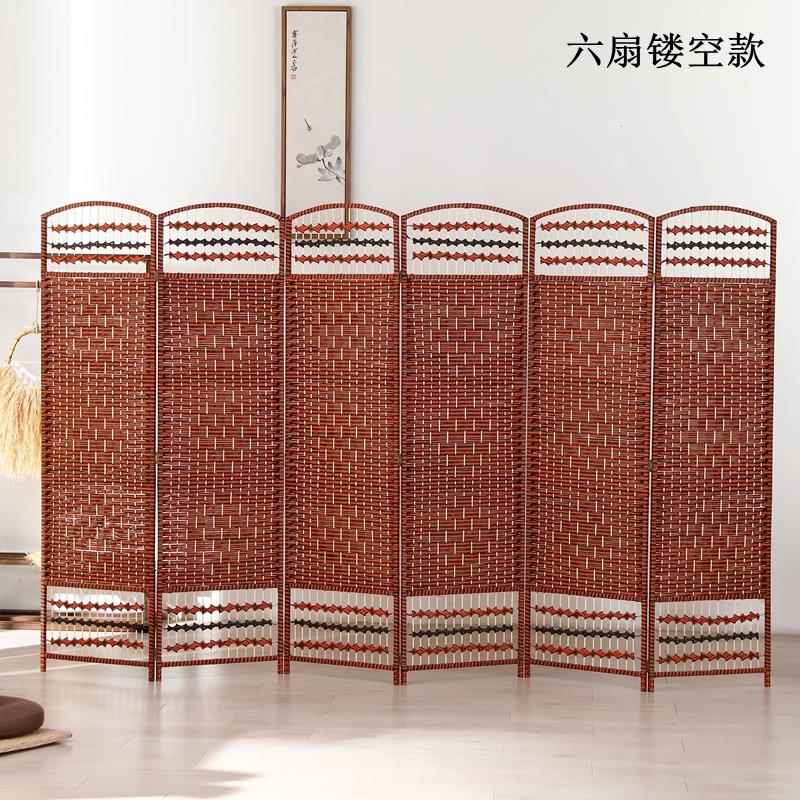 高档编屏风折隔断酒店玄关客厅卧室遮挡用屏草简易折叠移动实家木