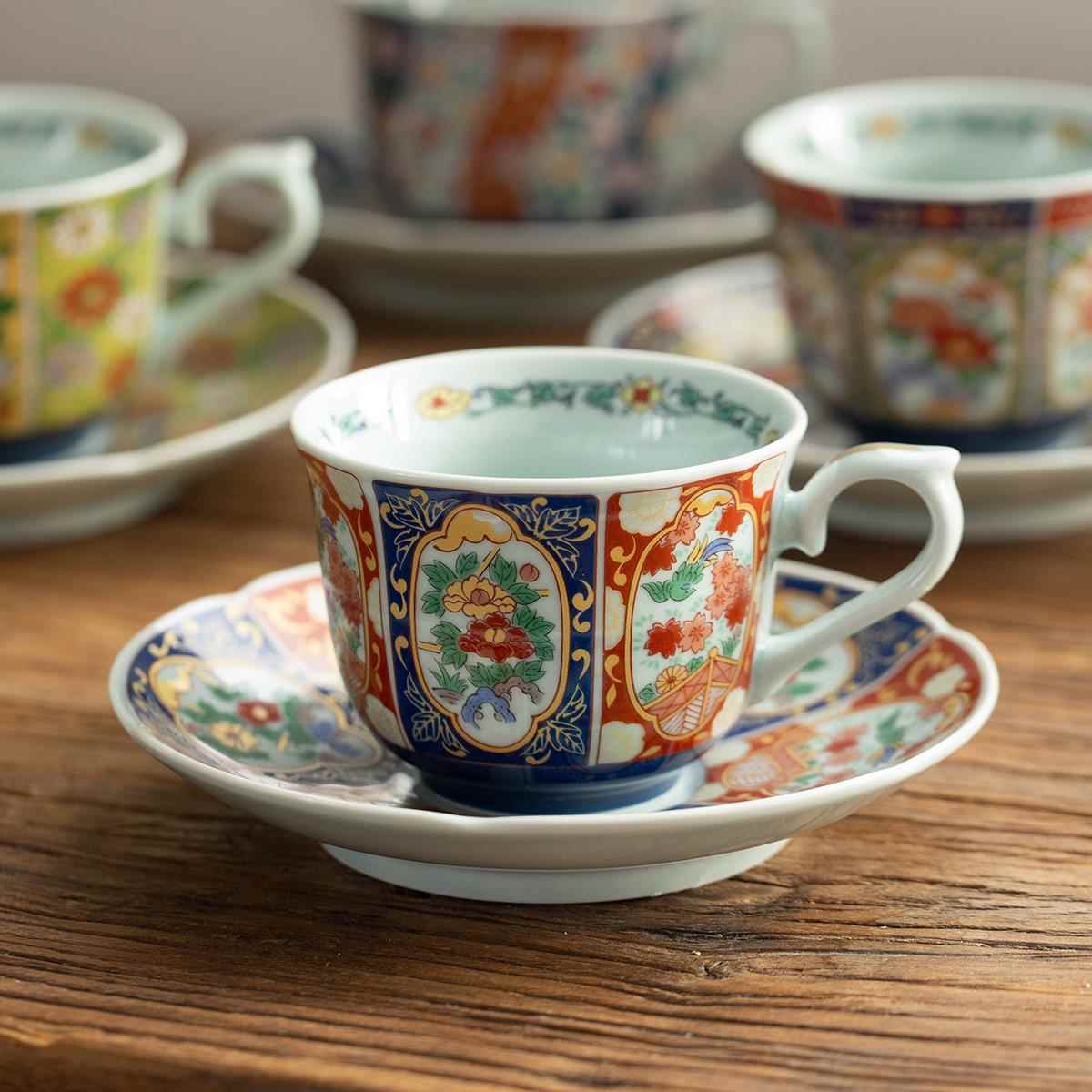 日本进口有田烧古伊万里宫廷咖啡杯配碟日式复古水杯轻奢下午茶杯