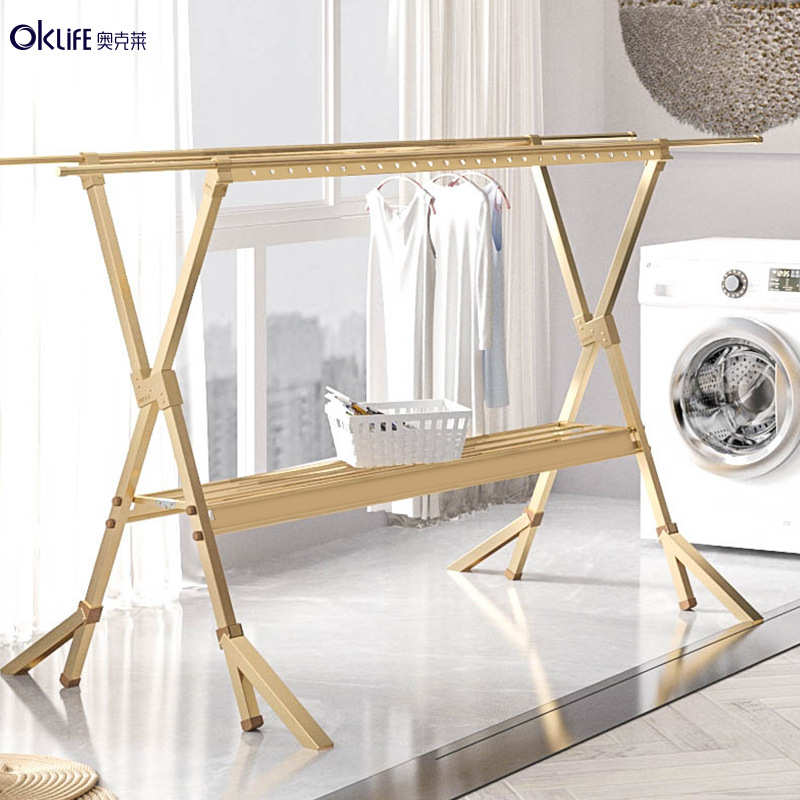 晾衣架 户外室内落地衣架 晾衣服架子可伸缩 8秒折叠晒被子挂衣架