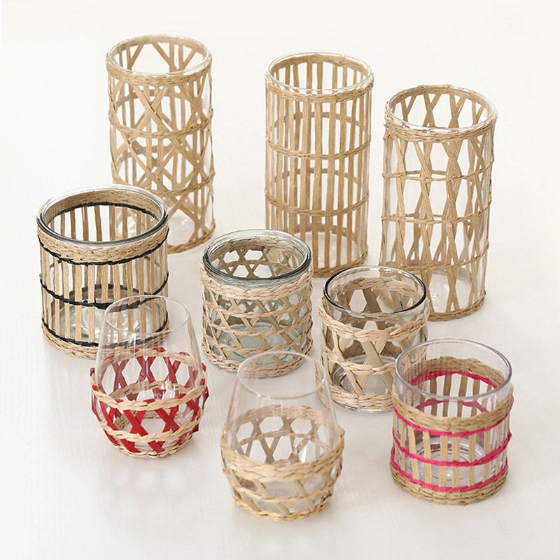 跨境编织编织蜡烛白族草编工艺