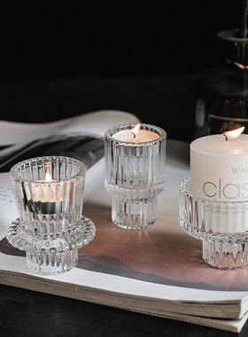 ins北欧透明玻璃蜡烛装饰摆件