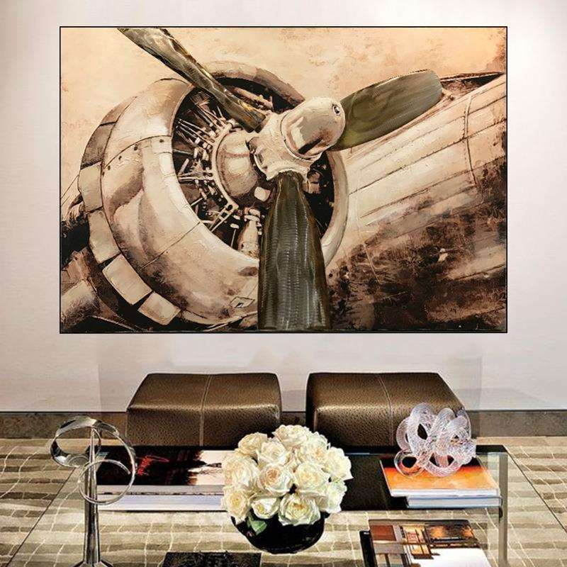 手绘油画版立体画工业复古玄关装饰NOAH-452过画客厅竖走廊道手工