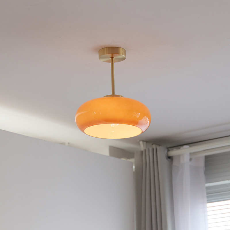 复古玻璃吸顶灯中古简约创意餐厅灯入户阳台卧室吧台民宿日式吊灯