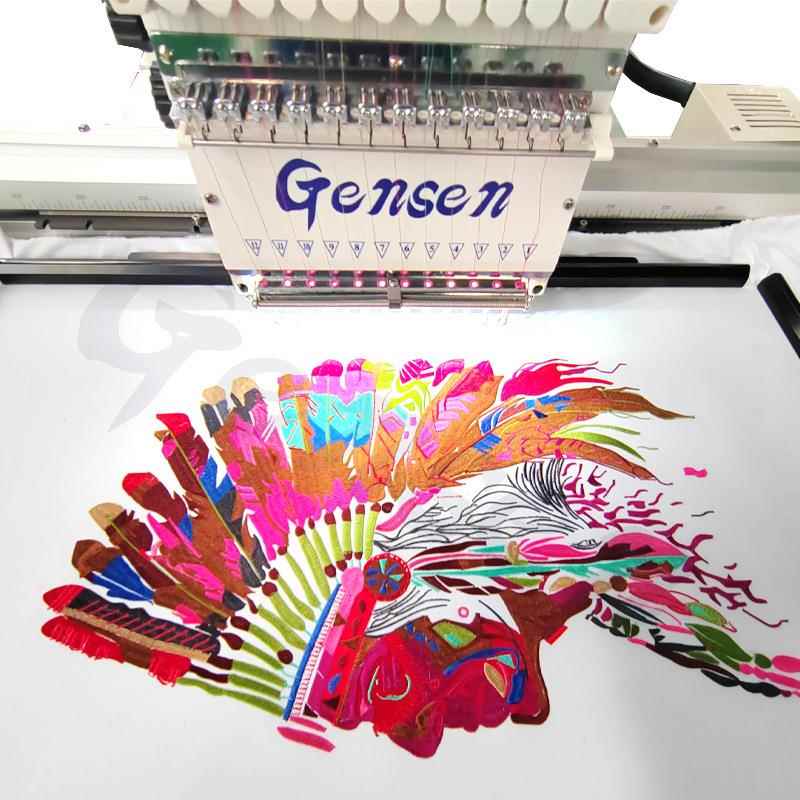 3D刺绣单头绣花机15种颜色多功能马头机500*350MM平绣帽绣成衣绣