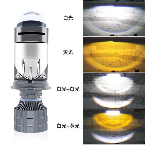 A82新款M01X黄白双色透镜款改装前照灯H4透镜led远近光灯