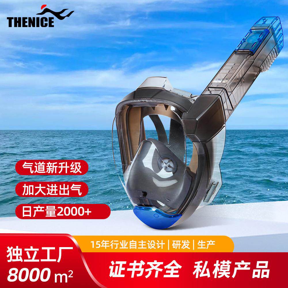 潜水面罩防水防雾全干式呼吸管成人泳镜浮潜面具游泳装备防雾防水