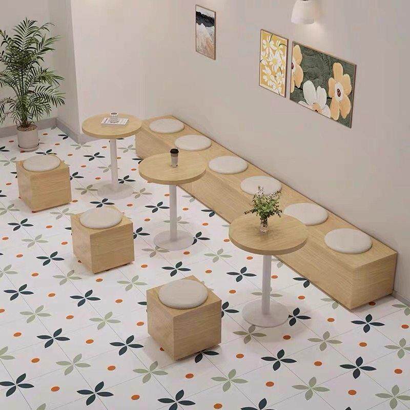 猫咖奶茶店长条凳蛋糕店沙发圆桌冷饮店靠墙卡座宠物店休息区桌椅