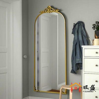 法式穿衣镜壁挂全身镜落地镜轻奢挂墙美式创意卧室客厅拱形试衣镜