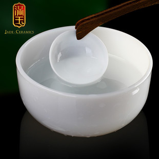 家用加厚单个茶洗碗笔洗汤碗泡面碗水盂水洗 满玉6寸纯白玉瓷茶洗