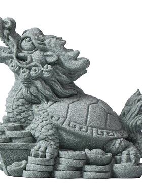 创意龙龟玄武青砂石茶宠摆件茶桌桌面微景观鱼缸造景工艺品装饰品