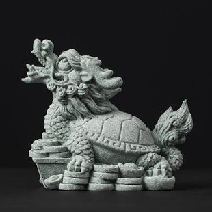 创意龙龟玄武青砂石茶宠摆件茶桌桌面微景观鱼缸造景工艺品装饰品