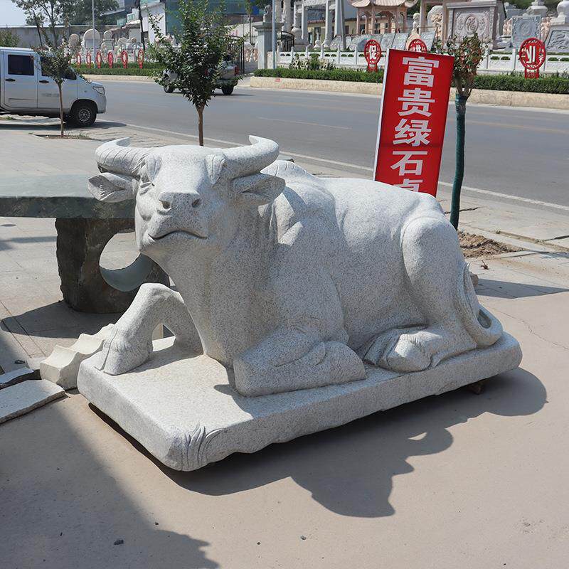 石牛摆件花岗岩石雕水牛园林广场大型石头卧牛奋斗开荒牛镇宅雕塑