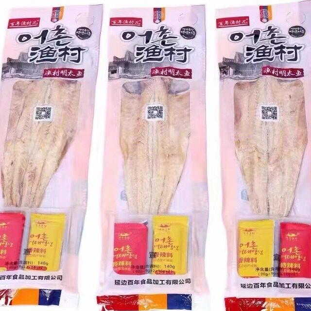 百年渔村明太鱼干延边特产朝鲜族即食零食咸味硬宣板140克