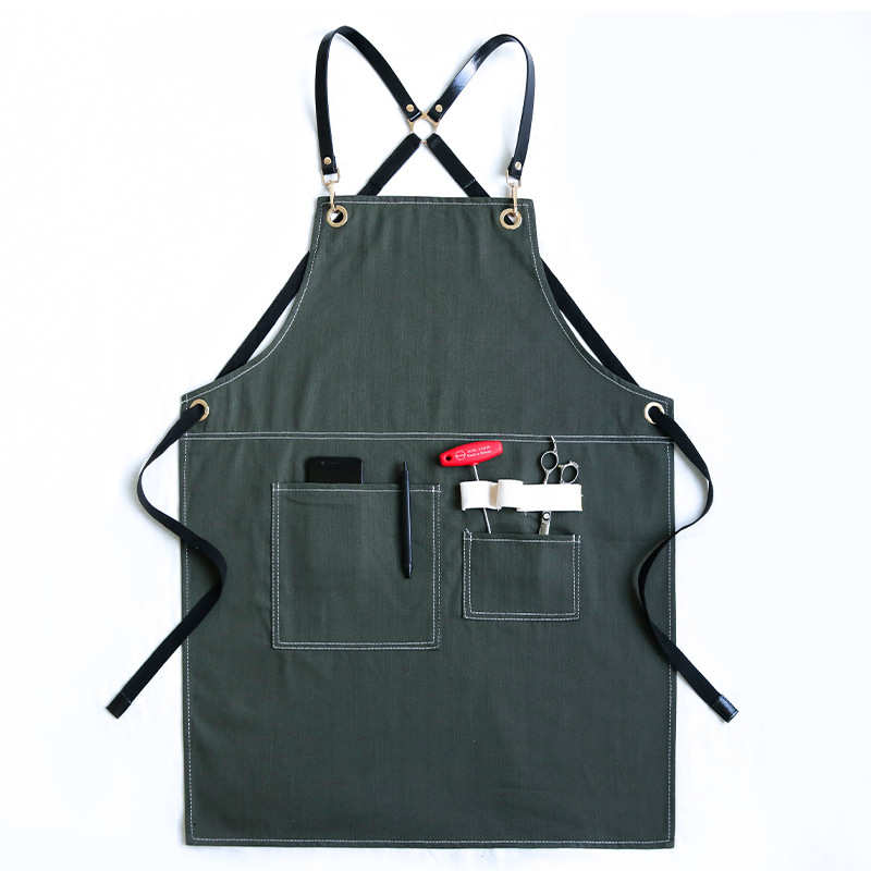 围裙定制印字logo男女餐厅厨房咖啡师美甲美发奶茶店牛仔工作服