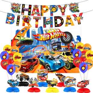 风火轮赛车主题气球派对生日装饰Hot Wheels男孩生日装饰餐具纸盘