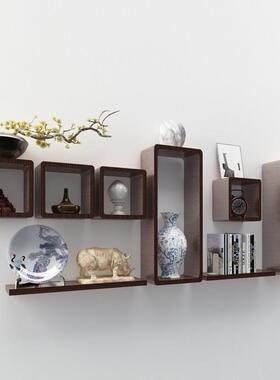 博古架实木中式茶道茶具配件小摆件置物架古玩陶瓷石头展示格子架