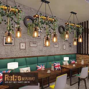 工业风吧台吊灯创意餐厅装饰灯长条大橱窗阳光房庭院装饰植物灯