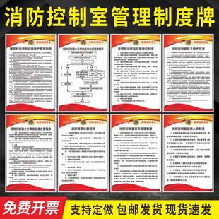 消防控制室安全管理制度牌消防检查制度火灾应急处理流程处置图