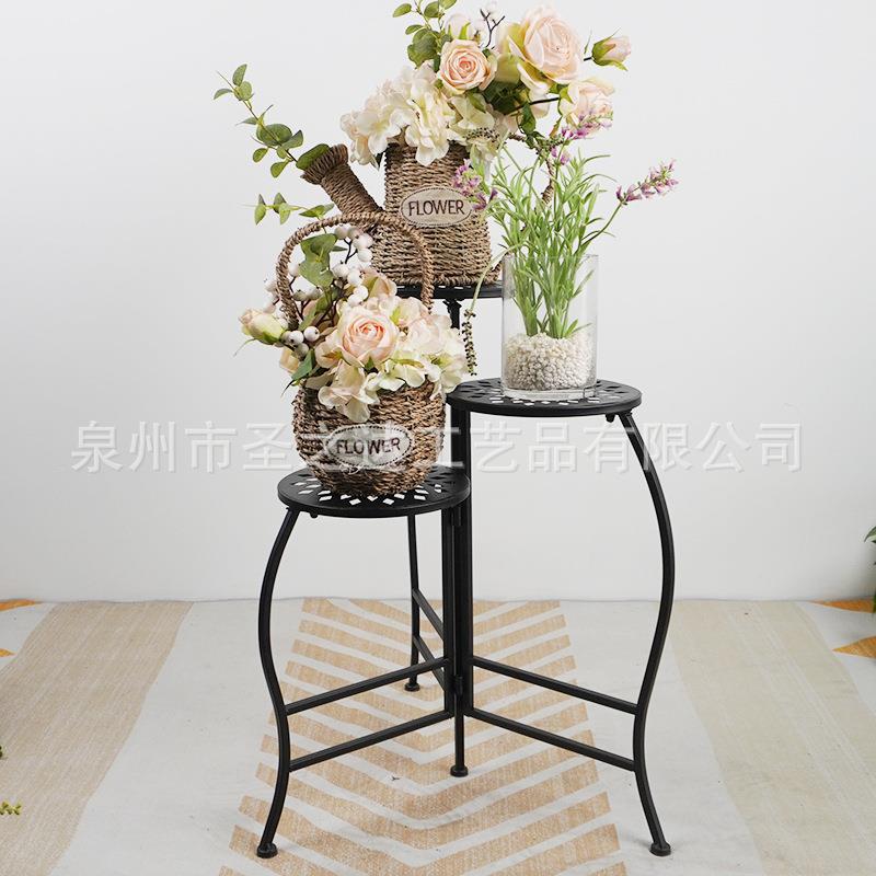 北欧室内植物架落地式阳台花架折叠花盆架露台金属铁艺多层挂架