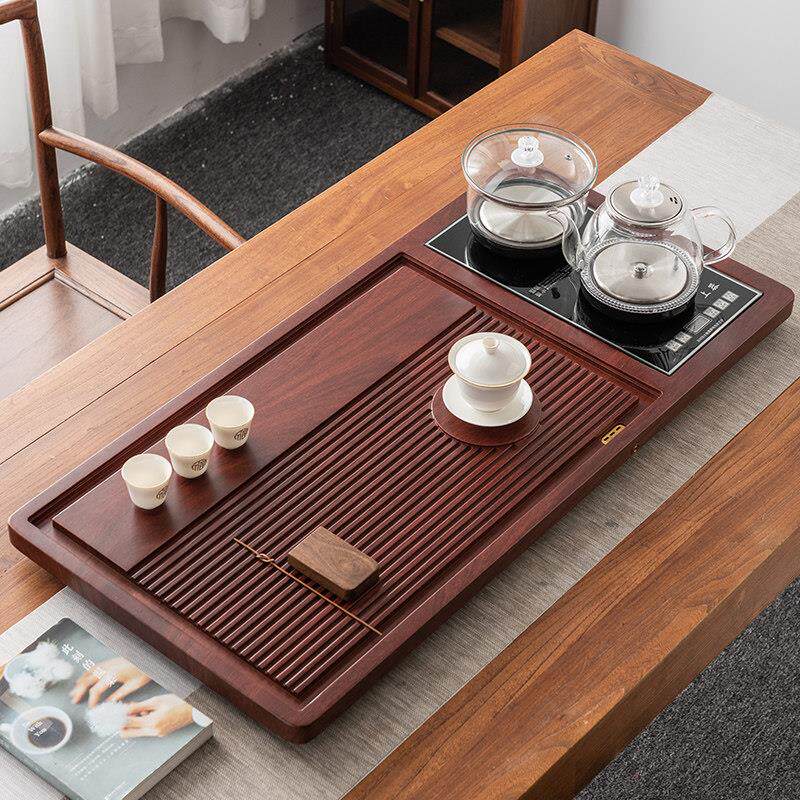 功夫茶盘茶具套组家用全自动一体办公室煮茶烧水壶实木排水式茶台