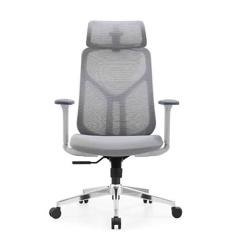 工厂供旋转网布升降头枕办公椅T型扶手电脑椅升降人体工学靠背椅