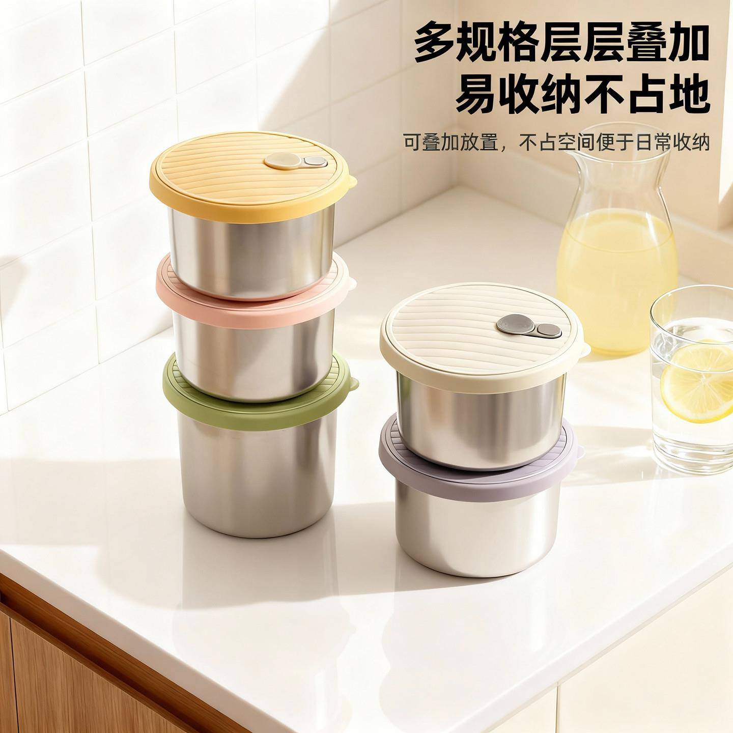 2026新款保鲜盒食品级304便携饭盒上班族可微波加热圆形带盖汤碗图片
