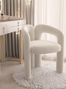 奶风代靠背油化妆椅小户型家用卧HZD-1梳室现简约风磨砂绒网红轻