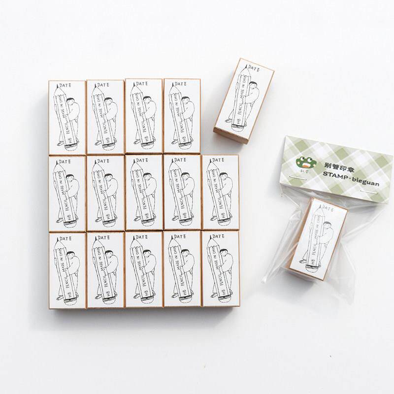 别管印章 小笔头铅笔标记日期手帐拼贴素材百搭搭配日系榉木卡通