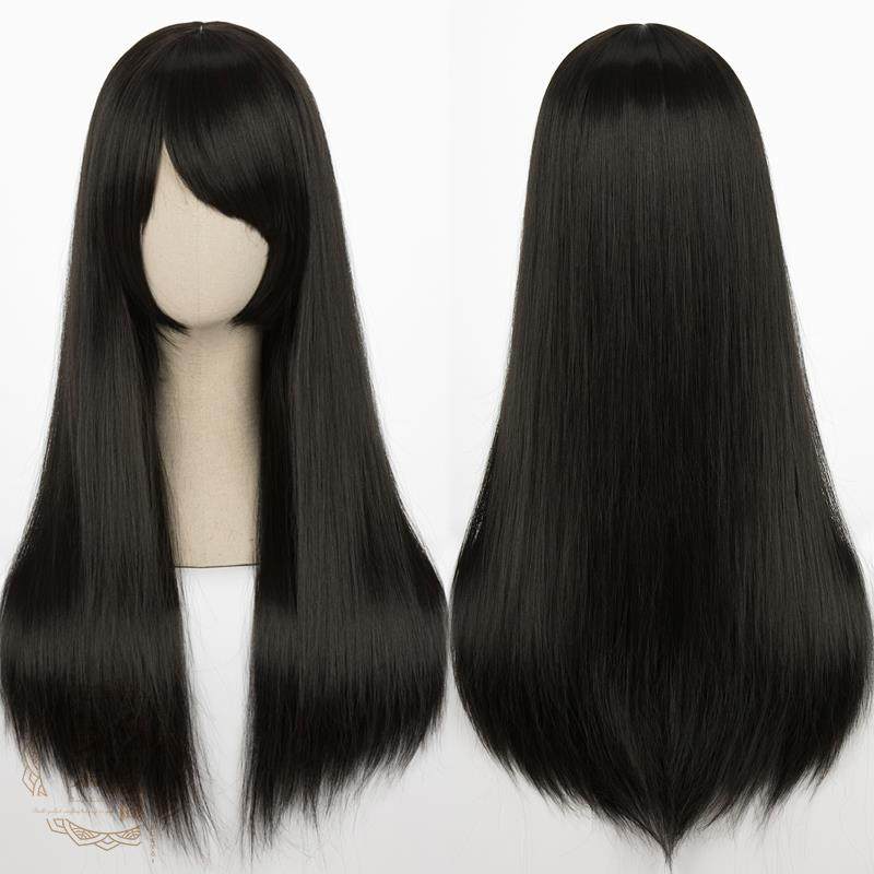 正品万用长直发0cm白灰粉红黄蓝绿紫棕色日黑 常中长直6发Cos假发