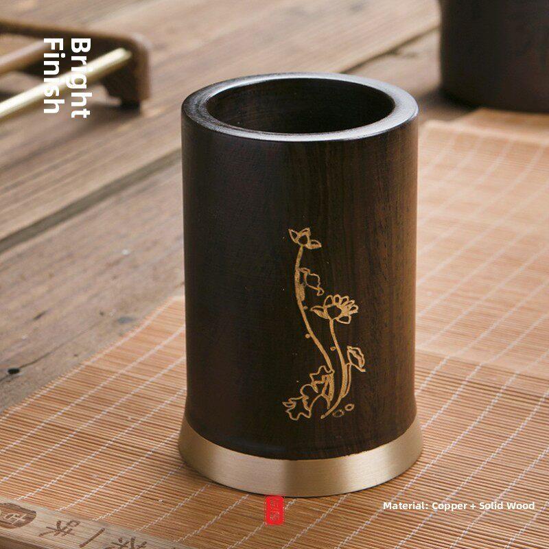 班一茶道六君子收纳管铜实木收纳管茶具配件组合茶桶茶道