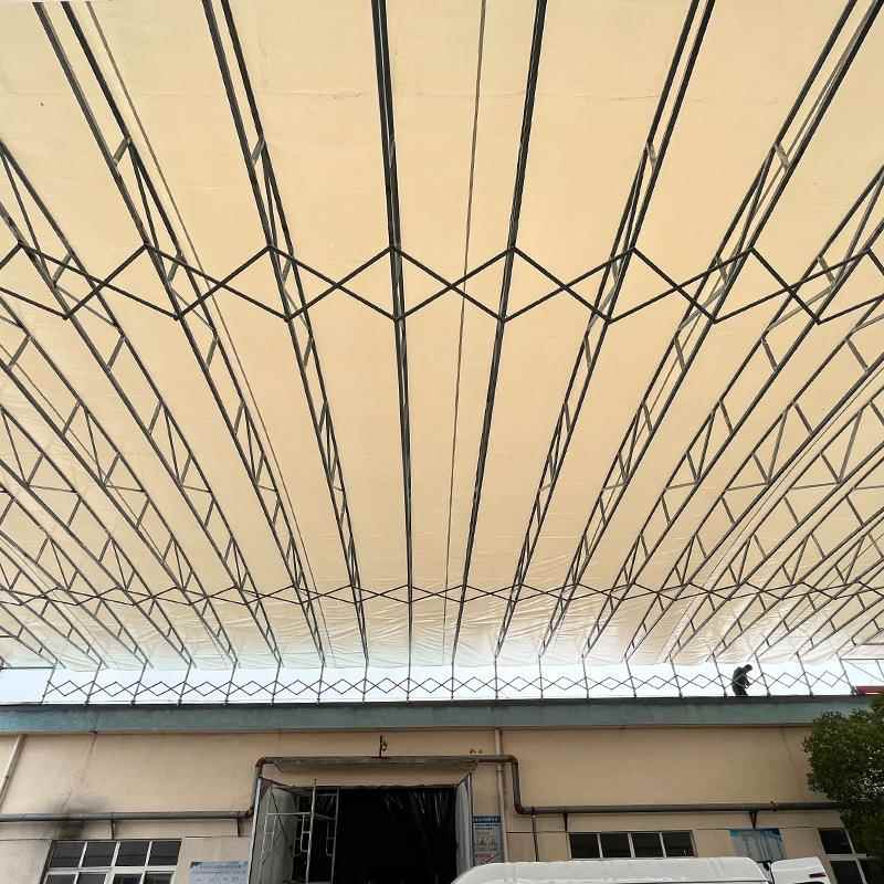 宁波排档遮流阳棚移动外电动推库拉式雨棚伸缩活动大254894型仓物