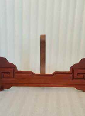 实木雕刻工艺品底座花盆花瓶石头客厅摆件装饰品木雕圆形木质托架