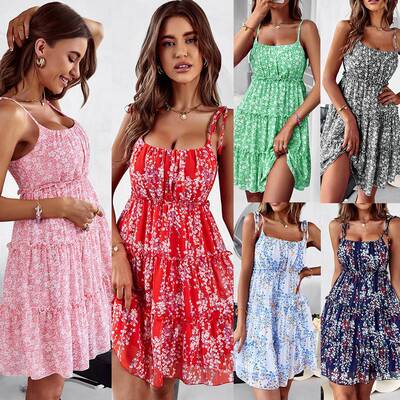 Dress Skirt Womens Fashion Sexy Sleeveless Floral Summer