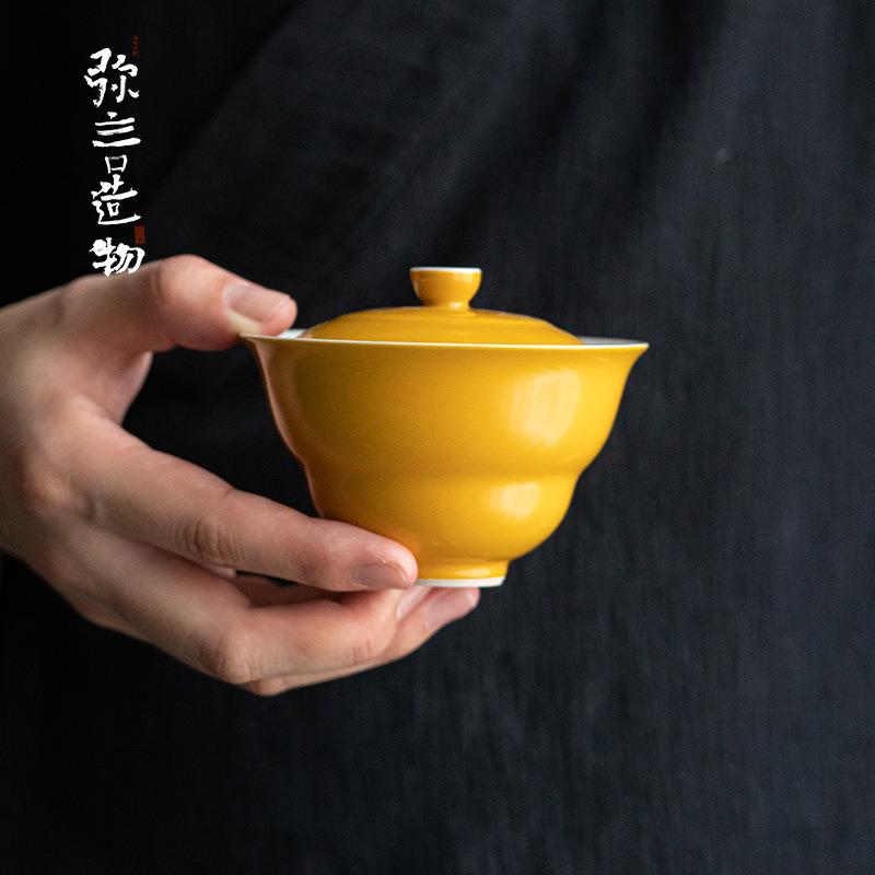 弥言复古盖碗茶杯茶碗套装白瓷单个茶具大号盖碗茶泡茶杯陶瓷杯