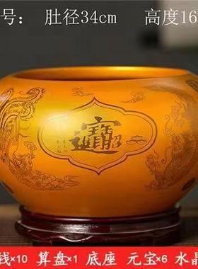 高档聚宝盆景摆件德镇陶瓷客厅关鱼缸装饰招财进宝吉财乔迁开玄礼