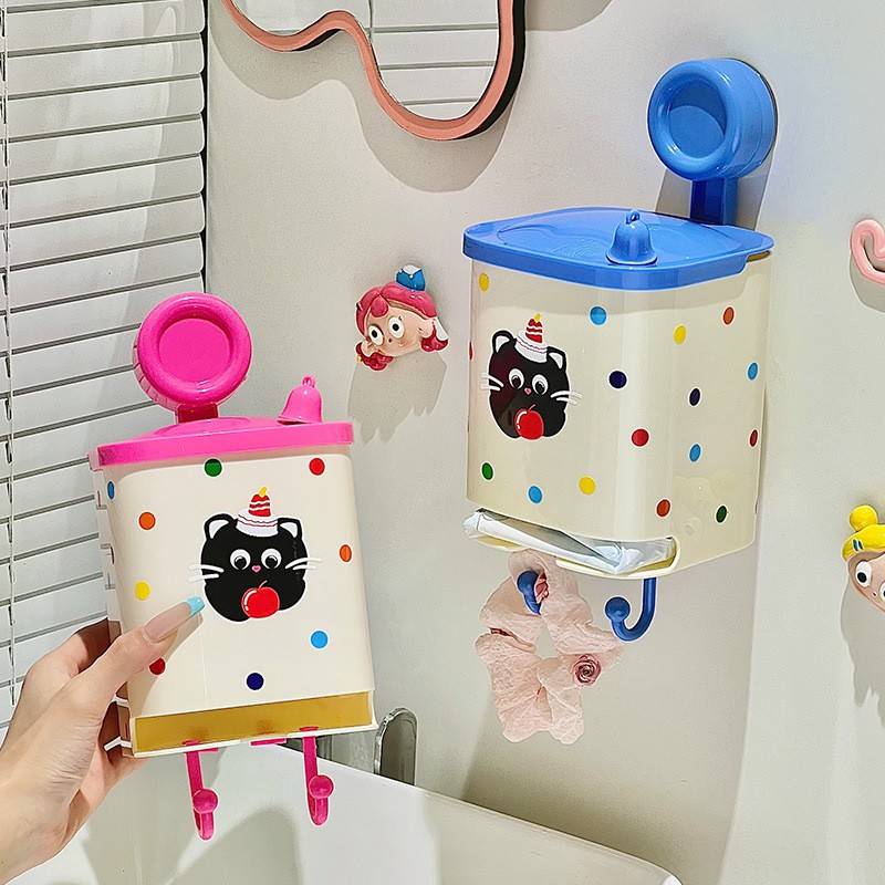 多巴胺吸盘姨妈巾卫生巾收纳盒浴室置物架免打孔纸巾洗脸巾收纳盒图片